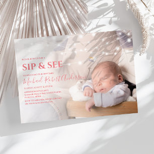 Moderne Foto-Sip-and-See-Party-Einladung Einladung