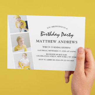 Moderne Foto Strip Collage | Jedes Alter | Geburts Einladung