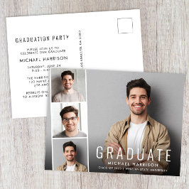 Moderne Foto Strip Graduation Party Einladungspostkarte