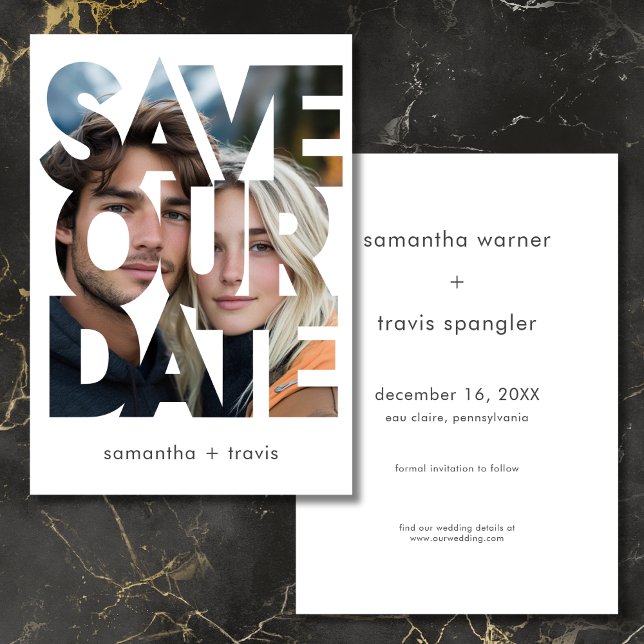 Moderne Foto-Textrahmen-Hochzeit Save The Date (Modern Photo Text Frame Wedding Save The Date)