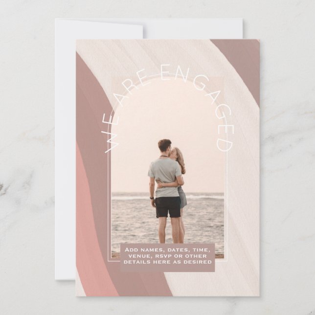 MODERNE FOTO-VERLOBUNG INVITE - Gemischte Farben Einladung (Vorderseite)