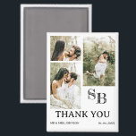 Moderne Foto Wedding Vielen Dank Magnet<br><div class="desc">Das Modern Foto Wedding Dankeschön an Sie Magnet, eine stilvolle und nachdenkliche Art, Ihren Dank nach Ihrer Hochzeit zum Ausdruck zu bringen. Dieser Magnet verfügt über eine dreiteilige Vorlage, mit der Sie Ihre Lieblings-Hochzeitstag-Erinnerungen in einem eleganten und modernen Layout präsentieren können. Der Magnet enthält auch eine anpassbare Monogramm und eine...</div>