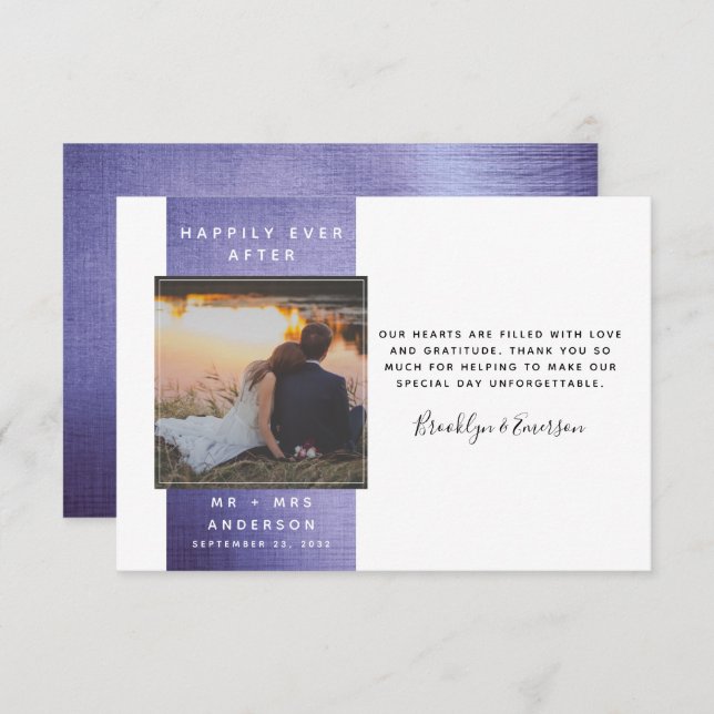 Moderne Foto Wedding Vielen Dank Mitteilungskarte (Vorne/Hinten)
