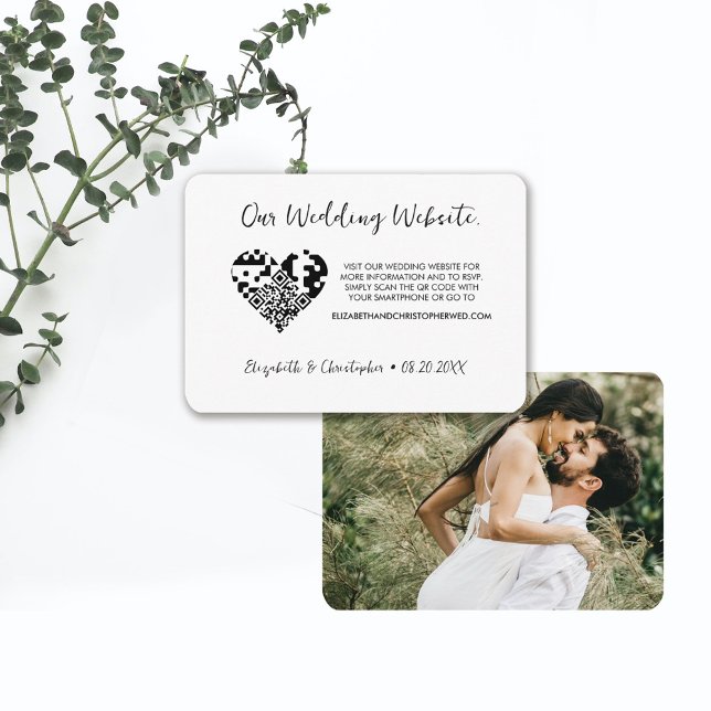 Moderne Foto Wedding Website Herz QR Code UAWG Begleitkarte (Von Creator hochgeladen)