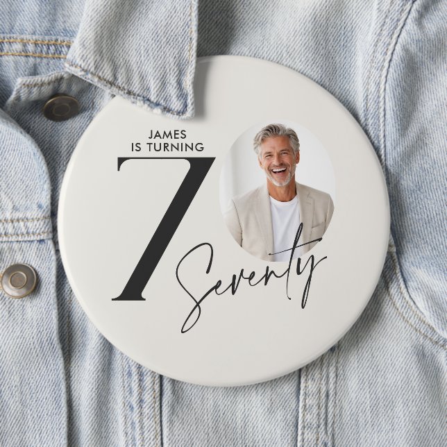 Moderne Foto zum 70. Geburtstag Minimaler Meilenst Button (Beispiel)