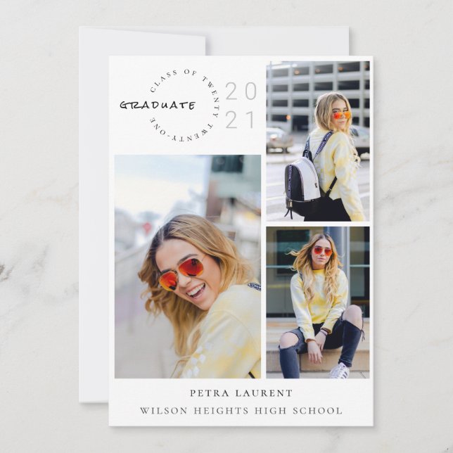 Moderne FotoCollage 2021 Abschluss Ankündigung (Vorderseite)