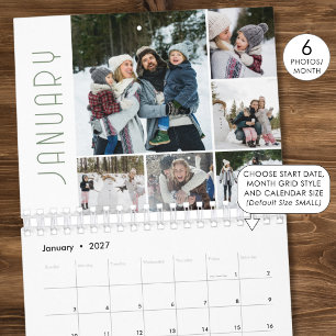 Moderne Fotocollage 6 Fotos pro Monat Kalender