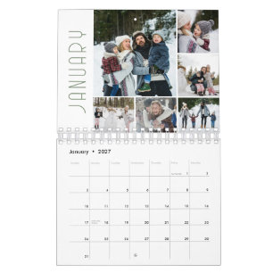 Moderne Fotocollage 6 Fotos pro Monat Kalender