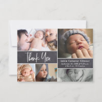 Moderne Fotocollage-Baby-Shower-Karte kleine Notiz