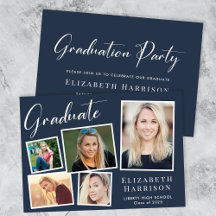 Moderne Fotocollage Blue Graduation Party