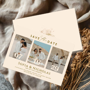 Moderne Fotocollage Boho-Hochzeit Save The Date