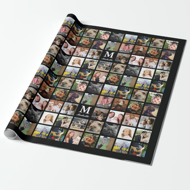 Moderne FotoCollage der 24-Familie mit Initial & N Geschenkpapier (Ungerollt)