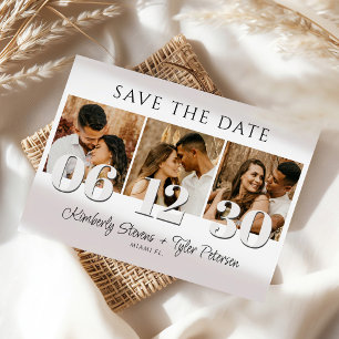 Moderne Fotocollage einfache Typografie Hochzeit Save The Date