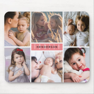 Moderne Fotocollage Familienname Mousepad