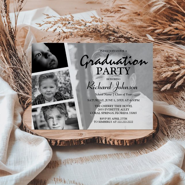 Moderne Fotocollage Graduation Party Einladung (Von Creator hochgeladen)