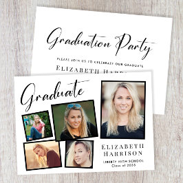 Moderne Fotocollage Graduation Party Einladung