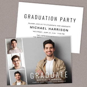 Moderne Fotocollage Graduation Party Einladung