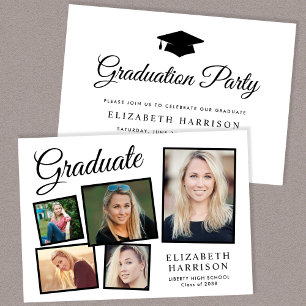 Moderne Fotocollage Graduation Party Einladung