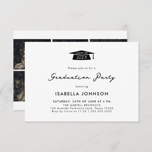 Moderne Fotocollage Graduation Party Einladung (Vorne/Hinten)