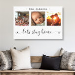 Moderne Fotocollage Lass uns Zuhause Bleibe werden Leinwanddruck<br><div class="desc">Diese atemberaubende Leinwand-Wandkunst zeigt eine wunderschöne dreidimensionale Collage aus Foto, in der hochgeschätzte Erinnerungen ausgestellt sind, die mit der herzlichen Botschaft "Lasst uns Zuhause Bleibe werden." geschmückt ist. Das elegante Schwarz-Weiß-Design, kombiniert mit exquisiter Schrift und Drucktypografie, schafft ein anspruchsvolles und dauerhaftes Stück, das jeden Innenstil ergänzt. Personalisieren Sie es mit...</div>