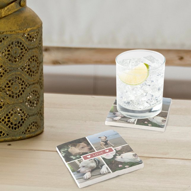 Moderne Fotocollage mit eigenem Bild Steinuntersetzer (Modern Add Your Photo Collage Stone Coaster)