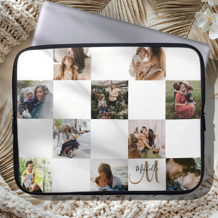 Moderne Fotocollage & Monogramm Laptopschutzhülle
