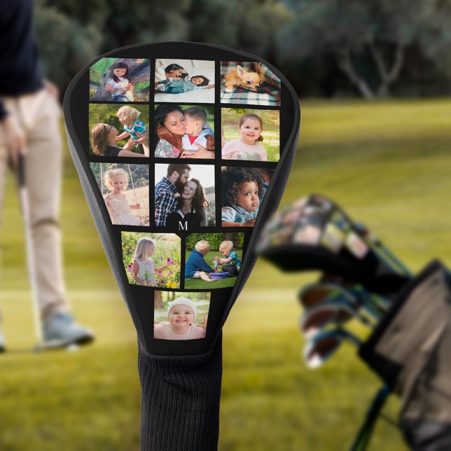 Moderne Fotocollage-Monogramm personalisierter Gol Golf Headcover (Von Creator hochgeladen)