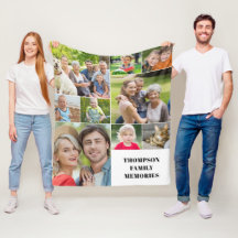 Moderne Fotocollage Name Fleece Blanket