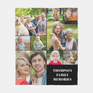 Moderne Fotocollage Name Fleece Blanket