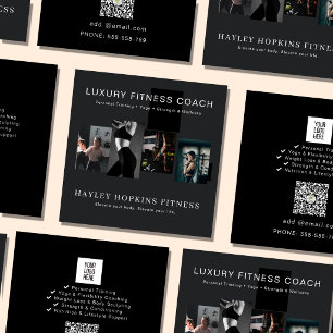 Moderne Fotocollage Personal Trainer Fitness Quadratische Visitenkarte