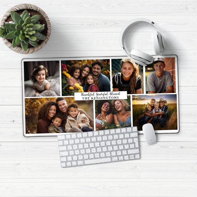 Moderne FotoCollage Personalisiert Schreibtischunterlage (Modern Photo Collage Desk Mat Mouse Pad)