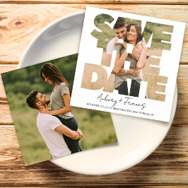 Moderne Fotocollage Save the Date Hochzeitaufentha