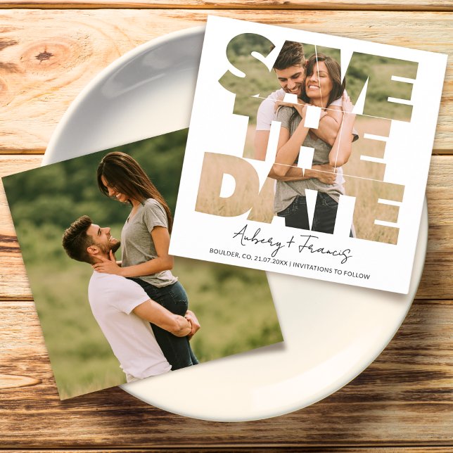 Moderne Fotocollage Save the Date Hochzeitaufentha (Von Creator hochgeladen)