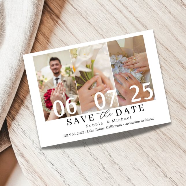 Moderne Fotocollage Save-the-Date-Karte Save The Date (Von Creator hochgeladen)