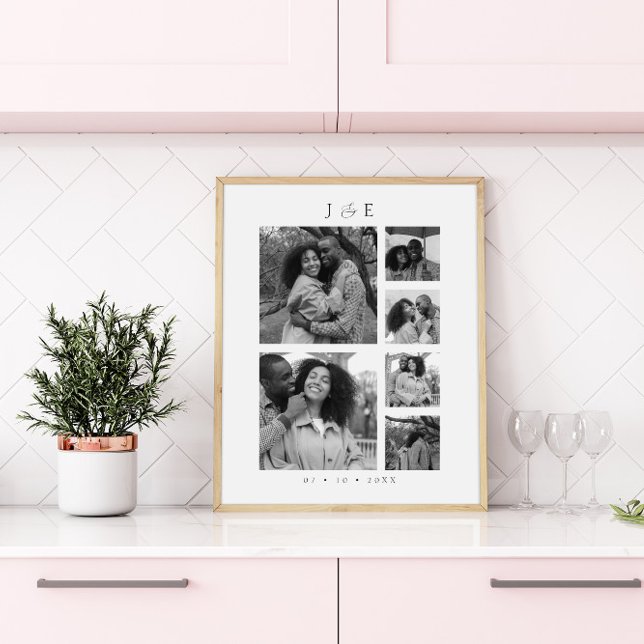 Moderne Fotocollage-Schrift-Monogramm-Paare Poster (Von Creator hochgeladen)