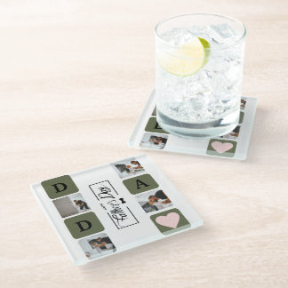 Moderne FotoCollage Vatertag Glasuntersetzer