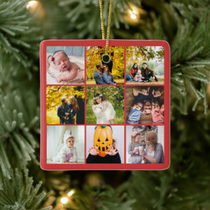 Moderne FotoCollage Was für ein Jahr Rot Keramikornament