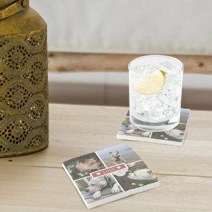 Moderne Fotocollage zum Hinzufügen eigener Fotos Steinuntersetzer