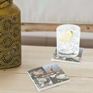 Moderne Fotocollage zum Hinzufügen eigener Fotos Steinuntersetzer