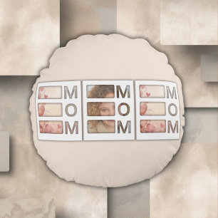 Moderne Fotogitter-Erinnerung zum Geburtstag der M Rundes Kissen