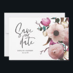 Moderne fotografische Blumenhochzeit retten das Da Save The Date<br><div class="desc">Moderne fotografische Blumenhochzeit rettet das Datum. In Purpur,  Rosa,  Braun und Grün. Moderne nehmen rustikale Hochzeit mit Schrift-Handschrift.</div>