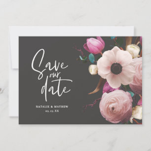 Moderne fotografische florale Hochzeit rettet das Save The Date