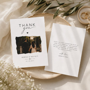 Moderne Fotohochzeit Danksagungskarte mit zerrisse Dankeskarte