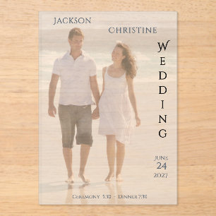 Moderne Fotohochzeit Minimal Typografisch Acryleinladungen