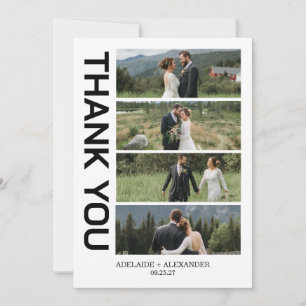 Moderne Fotohochzeit mit Skript Dankeskarte