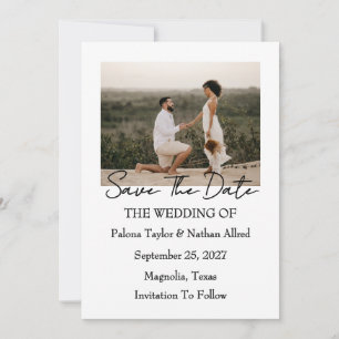 Moderne Fotohochzeit Speichern Sie das Datum Einladung
