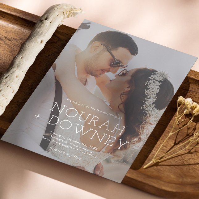 Moderne Fotohochzeits-Einladung | Einfach & Elegan (Modern Photo Personalized Wedding Invitation | Simple & Elegant)