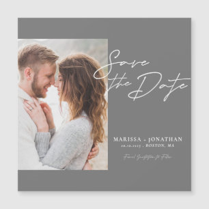 Moderne Fotokalligrafie-Schrift Save The Date Magn Magnetkarte