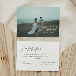 Moderne Fotokarte 'Gerade verheiratet' Hochzeit Ankündigung
