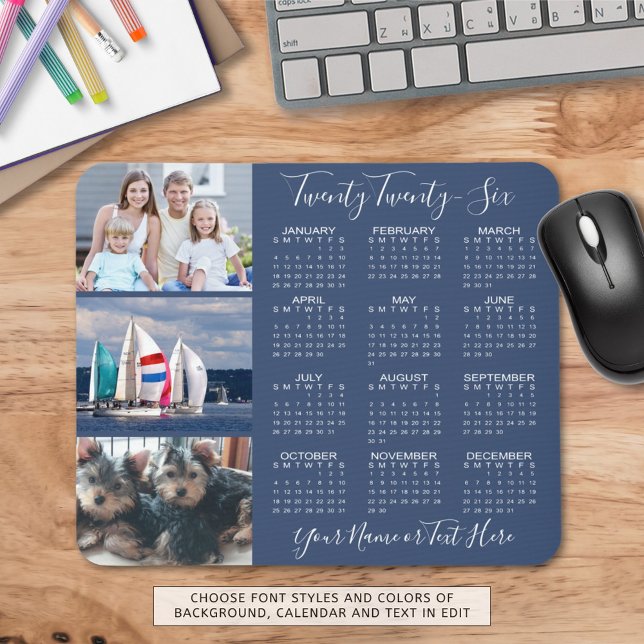 Moderne Fotos 2026 Kalender 3 Personalisiert Mousepad (Von Creator hochgeladen)